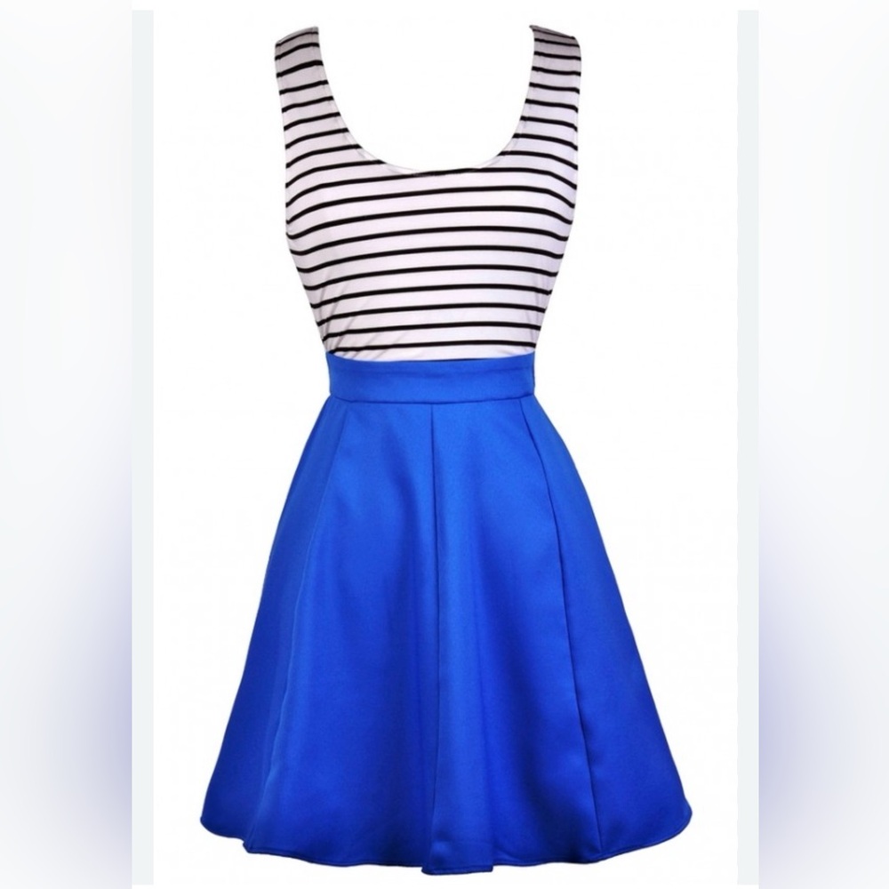 Altar'd State Striped Black and Vibrant Blue Dress